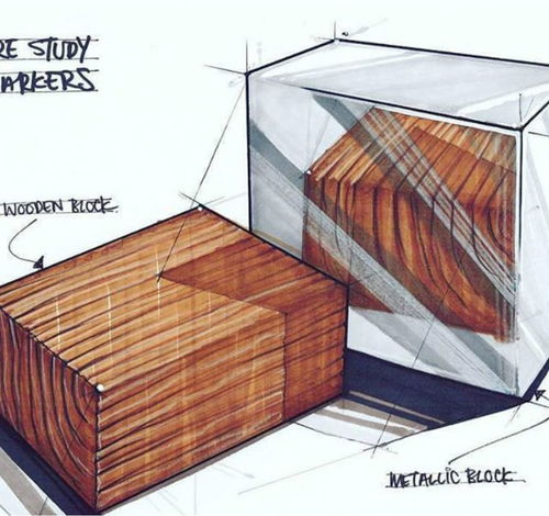工业设计手绘进阶 马克笔木纹材质表现技法与隔热隔音材料制造的视觉传达